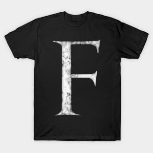 F in Roman White Marble Latin Alphabet Letter Sticker T-Shirt